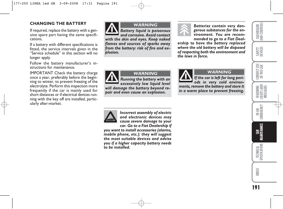 FIAT Linea User Manual | Page 192 / 234