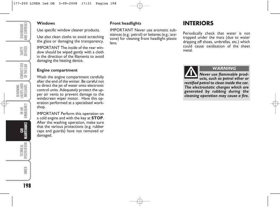 Interiors | FIAT Linea User Manual | Page 199 / 234