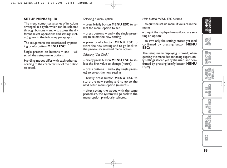 FIAT Linea User Manual | Page 20 / 234