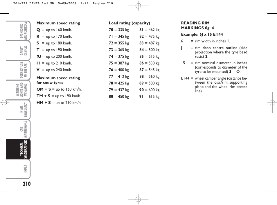 FIAT Linea User Manual | Page 211 / 234