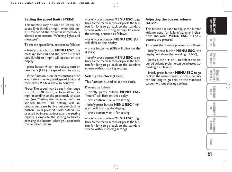 FIAT Linea User Manual | Page 22 / 234