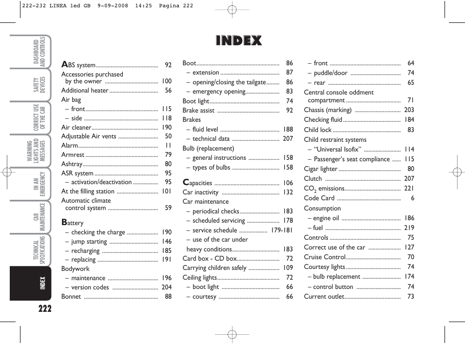 FIAT Linea User Manual | Page 223 / 234