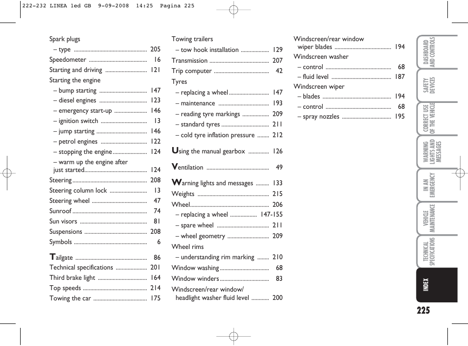 FIAT Linea User Manual | Page 226 / 234