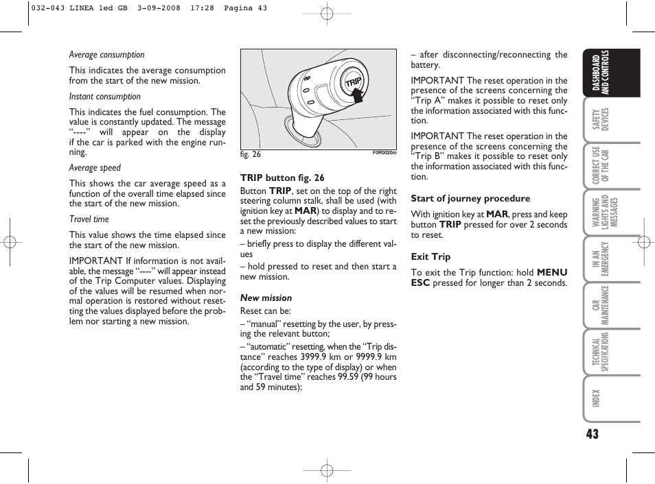 FIAT Linea User Manual | Page 44 / 234