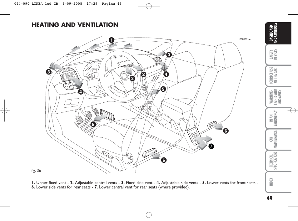 Heating and ventilation | FIAT Linea User Manual | Page 50 / 234