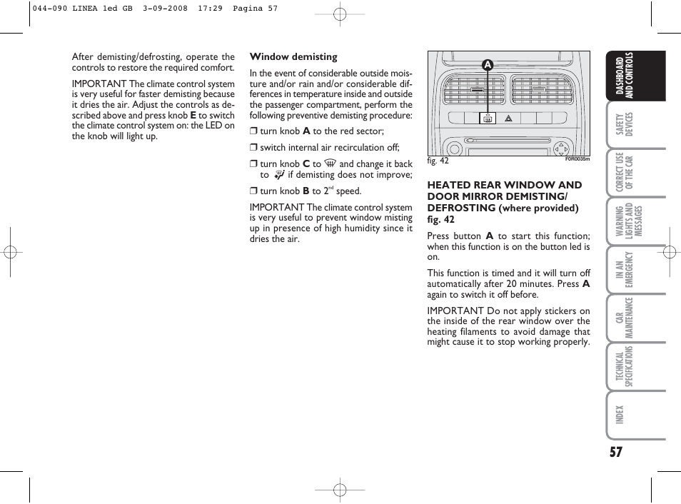 FIAT Linea User Manual | Page 58 / 234