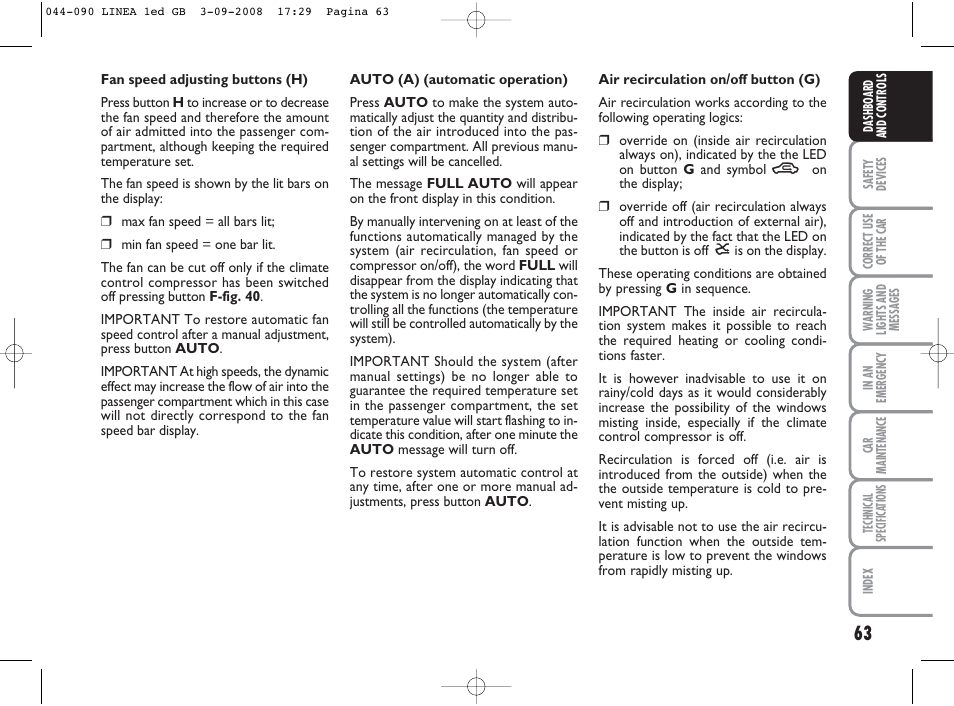 FIAT Linea User Manual | Page 64 / 234