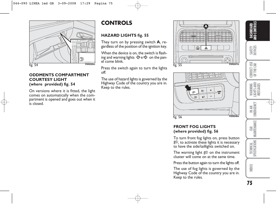 Controls | FIAT Linea User Manual | Page 76 / 234