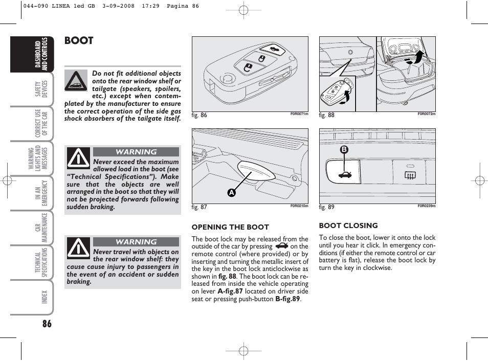 Boot | FIAT Linea User Manual | Page 87 / 234