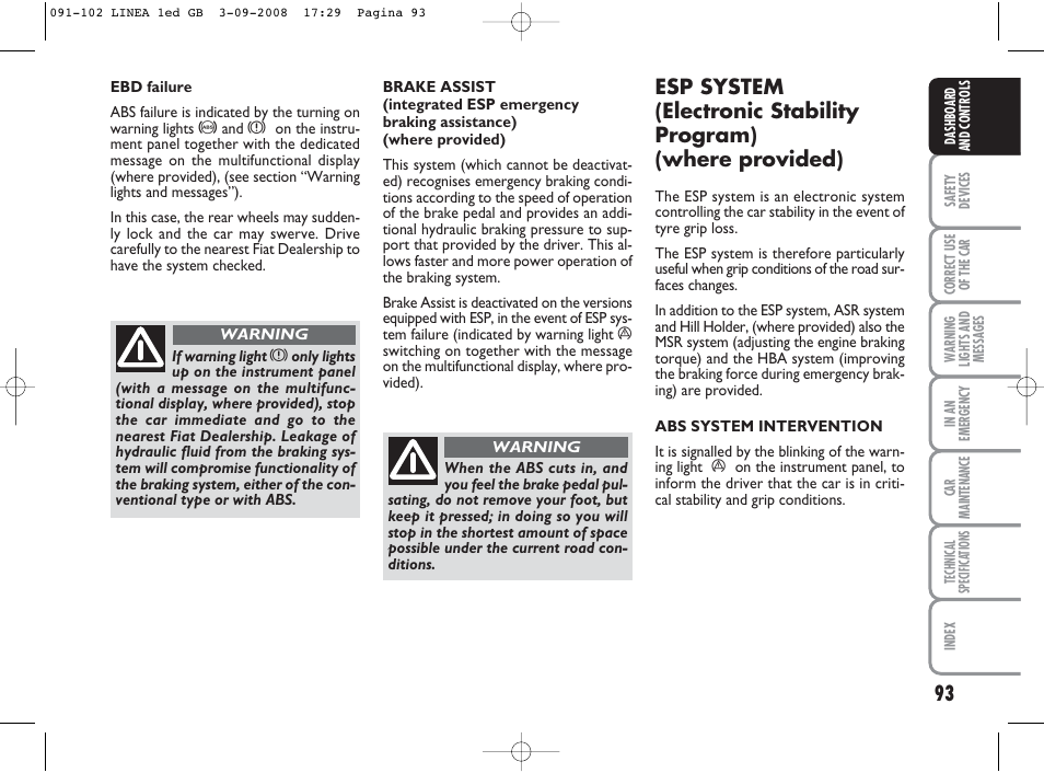 FIAT Linea User Manual | Page 94 / 234