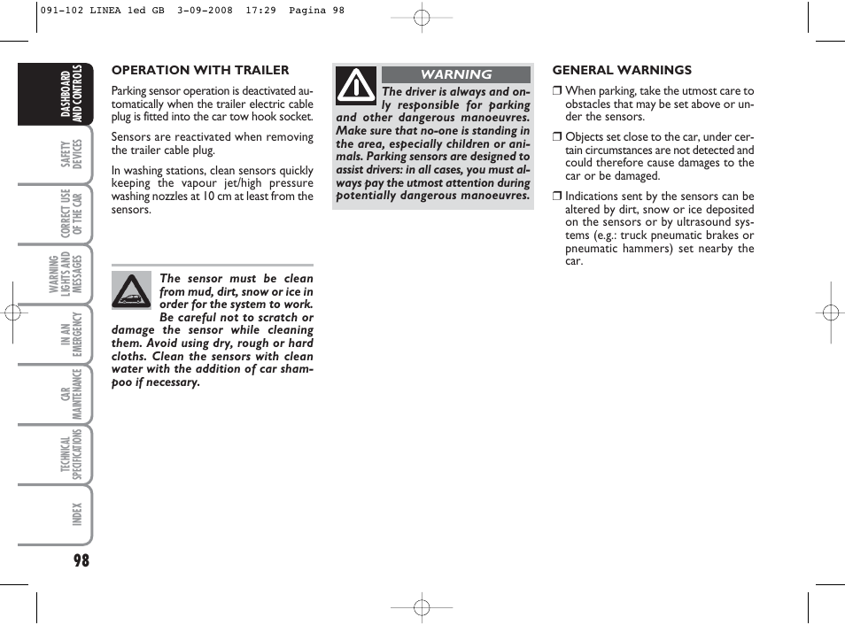 FIAT Linea User Manual | Page 99 / 234