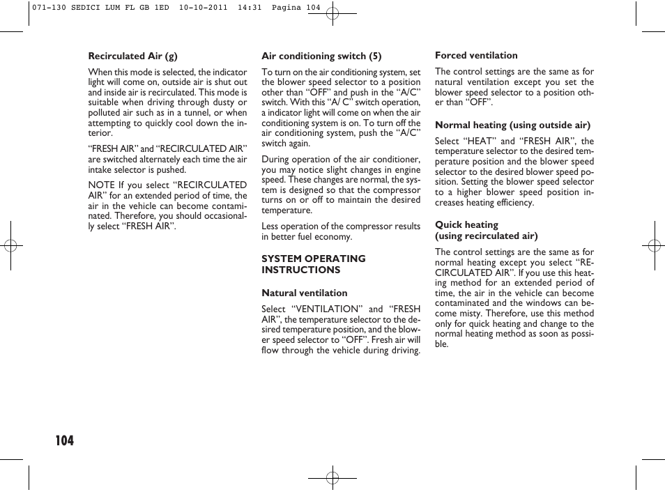 FIAT Sedici User Manual | Page 108 / 279