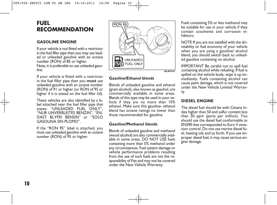 Fuel recommendation | FIAT Sedici User Manual | Page 14 / 279