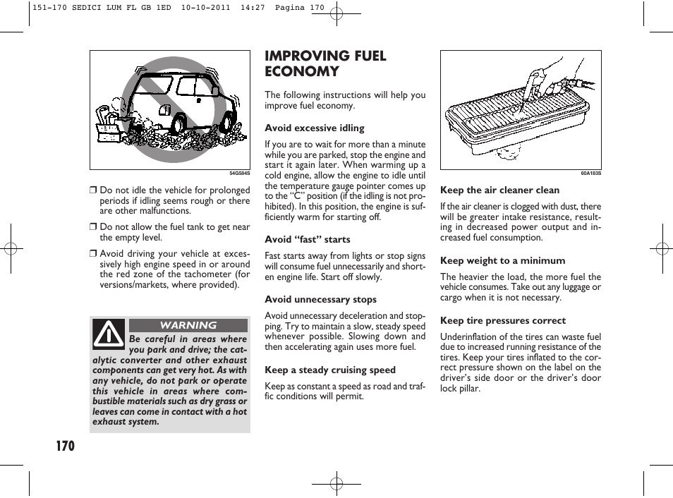 170 improving fuel economy | FIAT Sedici User Manual | Page 174 / 279