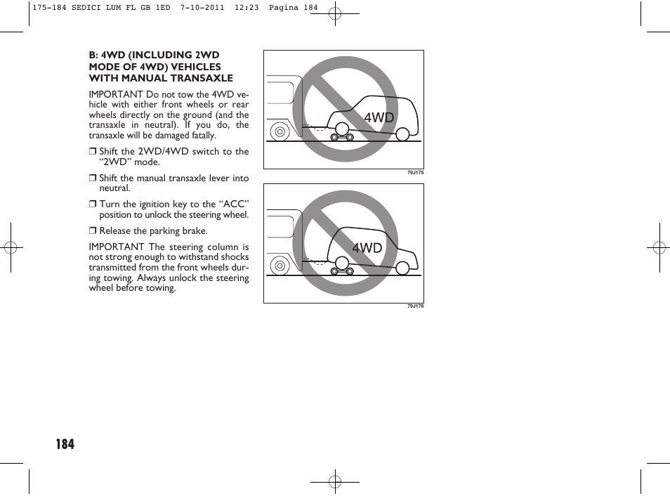 FIAT Sedici User Manual | Page 188 / 279