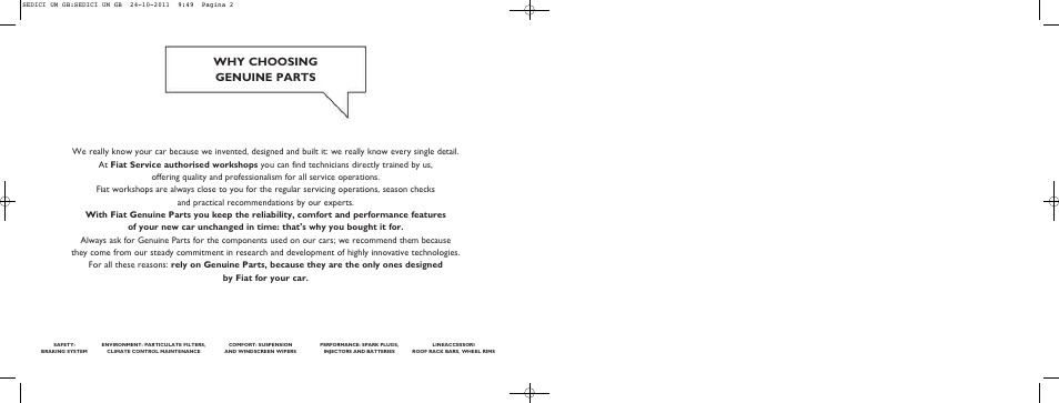 Why choosing genuine parts | FIAT Sedici User Manual | Page 2 / 279