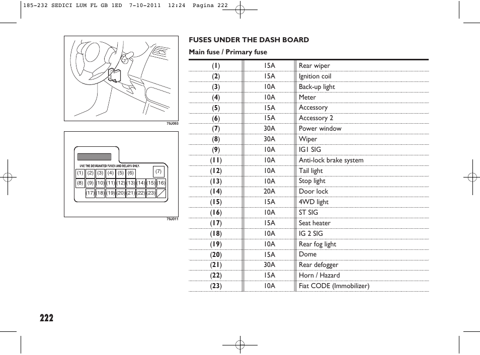 FIAT Sedici User Manual | Page 226 / 279