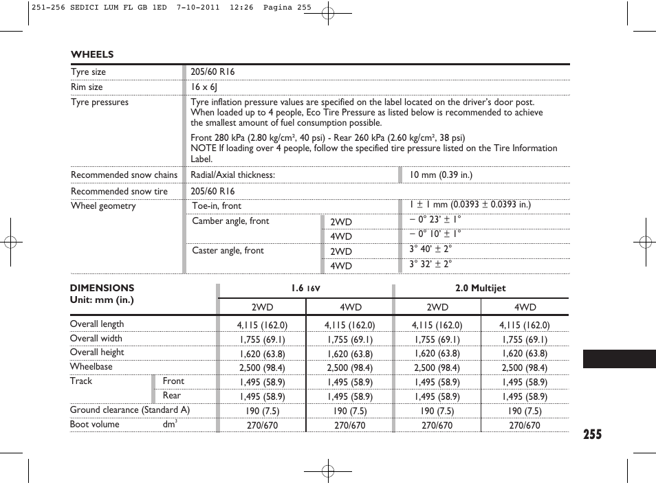 FIAT Sedici User Manual | Page 259 / 279