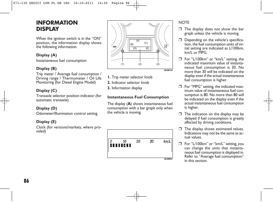 Information display | FIAT Sedici User Manual | Page 90 / 279