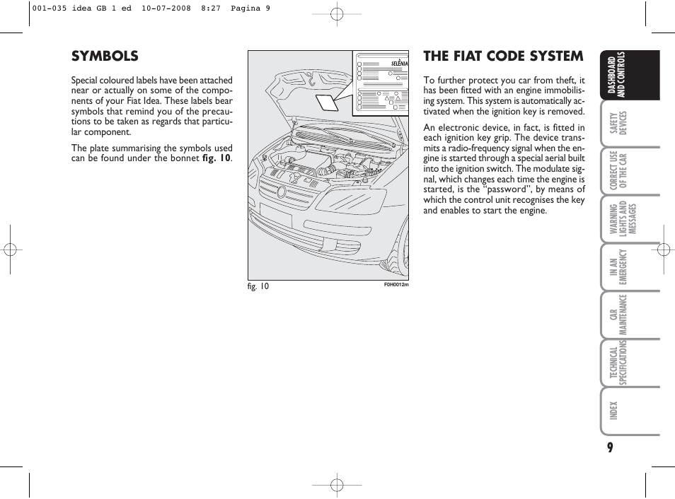 Symbols, The fiat code system | FIAT Idea User Manual | Page 10 / 210