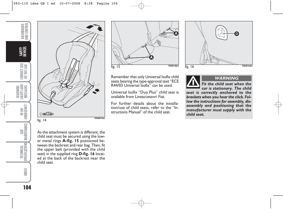 FIAT Idea User Manual | Page 105 / 210