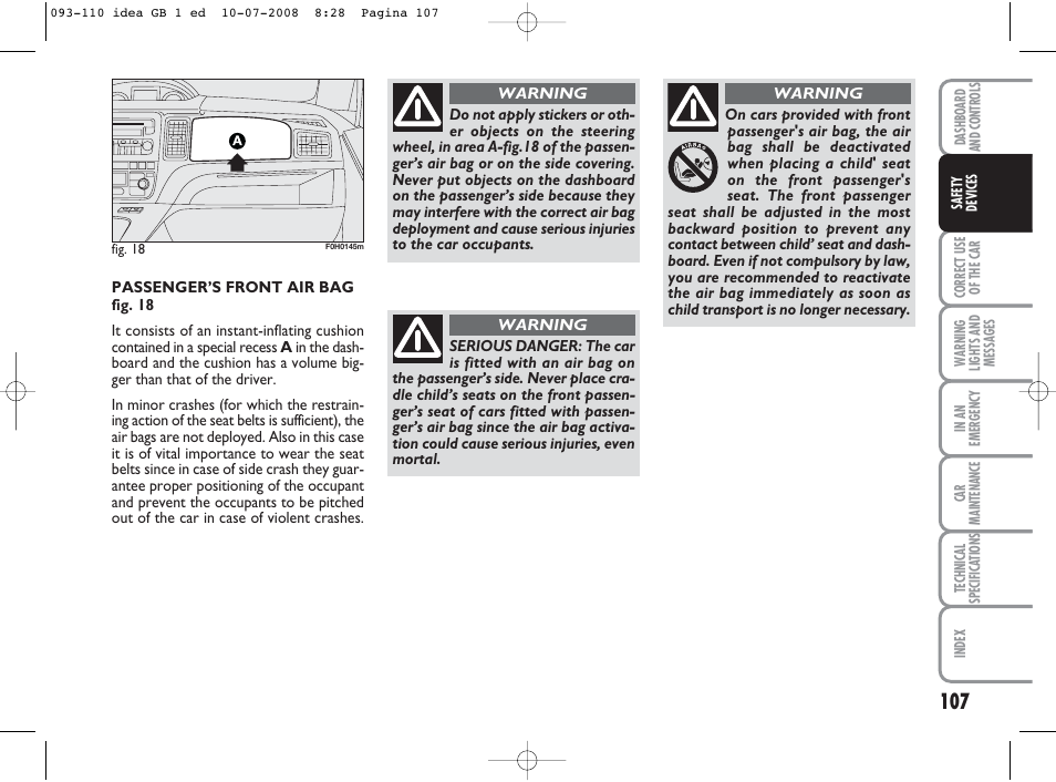 FIAT Idea User Manual | Page 108 / 210