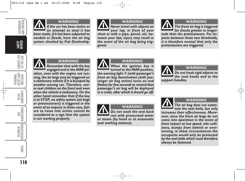 FIAT Idea User Manual | Page 111 / 210