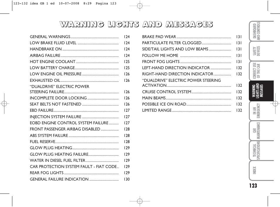 FIAT Idea User Manual | Page 124 / 210