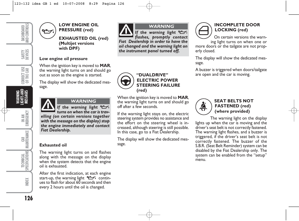 FIAT Idea User Manual | Page 127 / 210