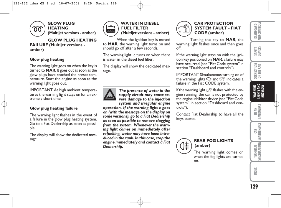 FIAT Idea User Manual | Page 130 / 210