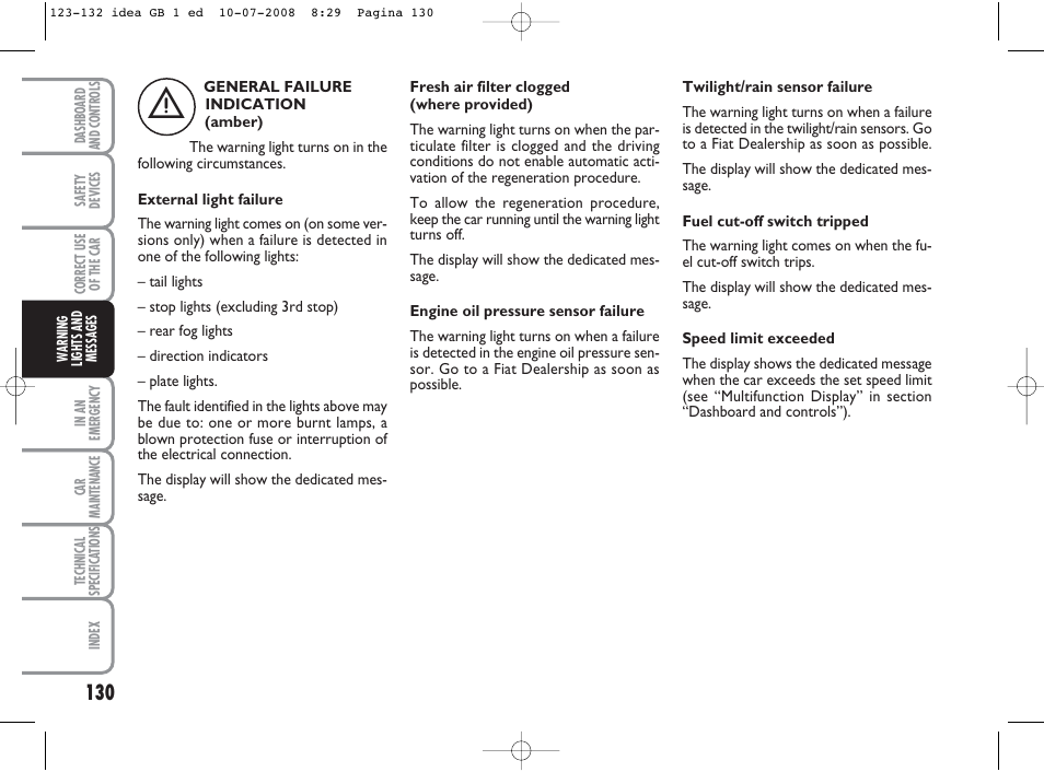 FIAT Idea User Manual | Page 131 / 210