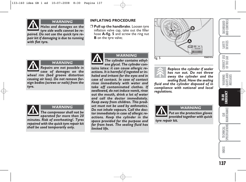 FIAT Idea User Manual | Page 138 / 210