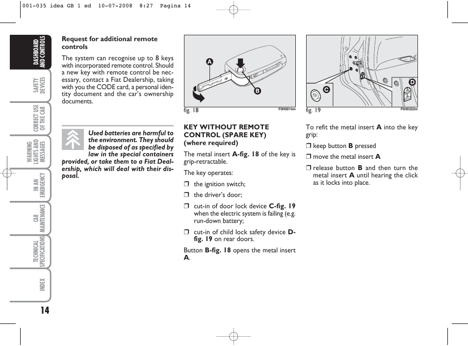 FIAT Idea User Manual | Page 15 / 210