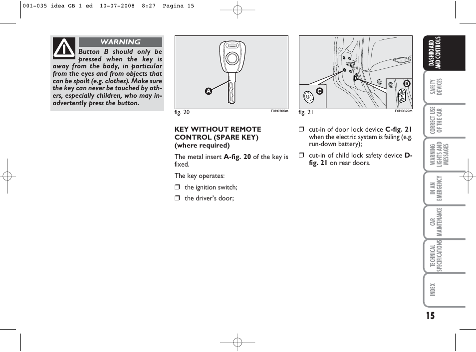 FIAT Idea User Manual | Page 16 / 210