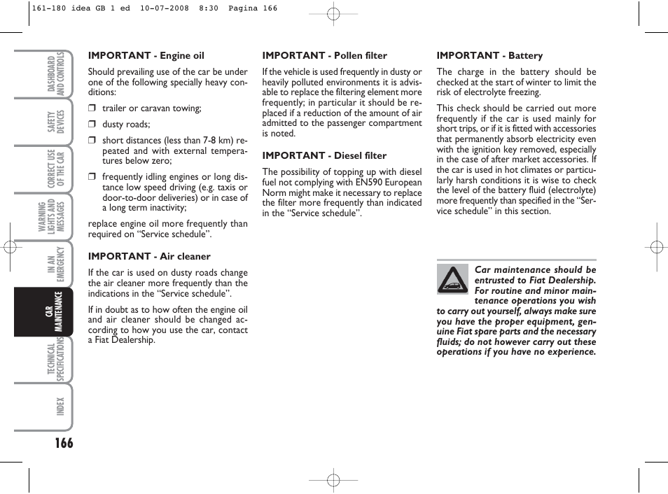 FIAT Idea User Manual | Page 167 / 210