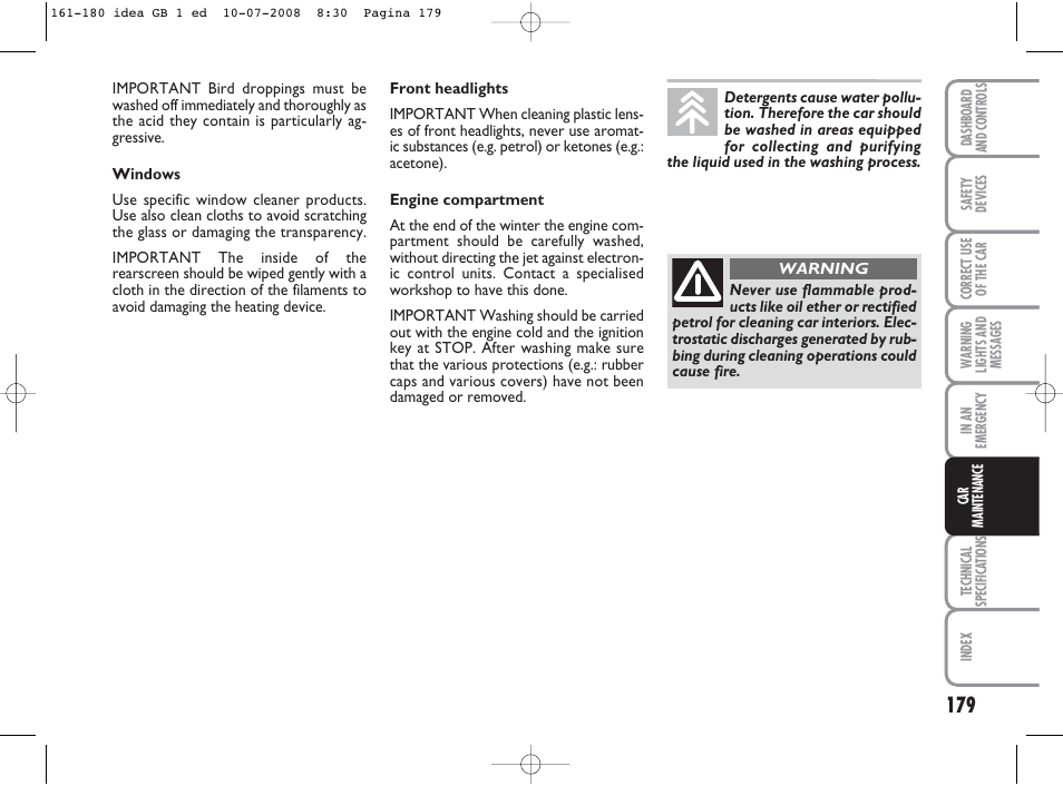 FIAT Idea User Manual | Page 180 / 210