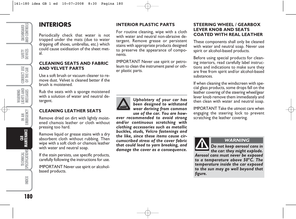 Interiors | FIAT Idea User Manual | Page 181 / 210