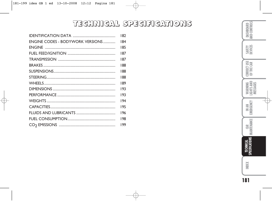 FIAT Idea User Manual | Page 182 / 210