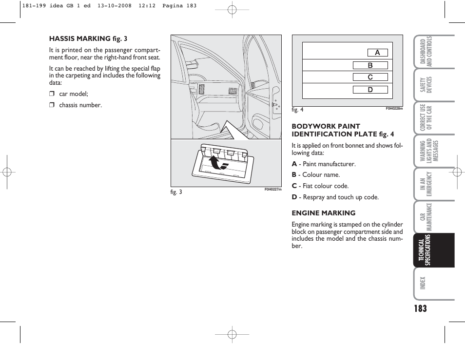 FIAT Idea User Manual | Page 184 / 210