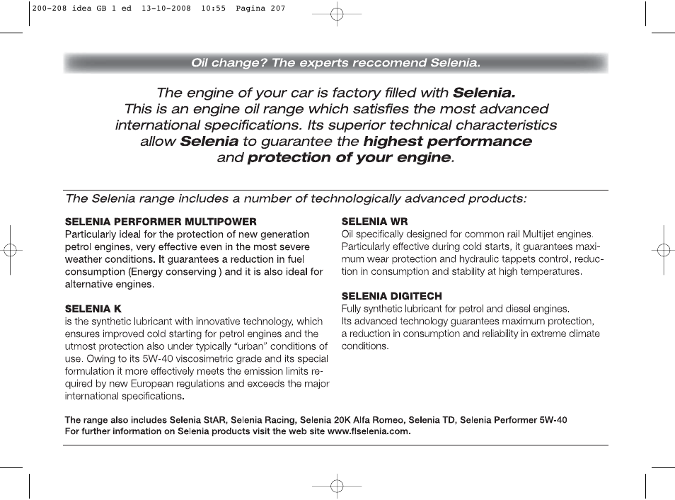 FIAT Idea User Manual | Page 208 / 210