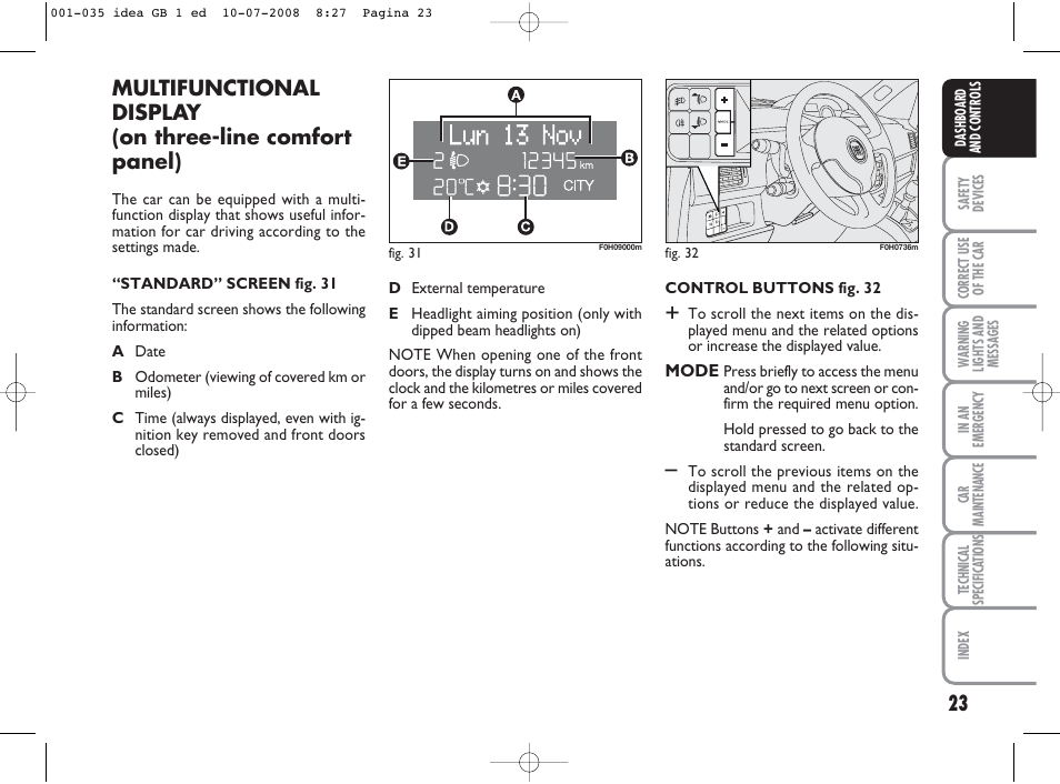 FIAT Idea User Manual | Page 24 / 210