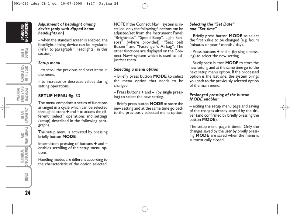 FIAT Idea User Manual | Page 25 / 210