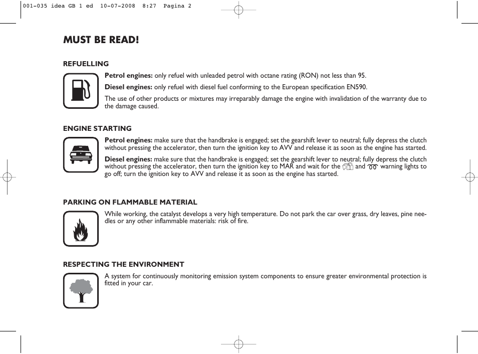 FIAT Idea User Manual | Page 3 / 210