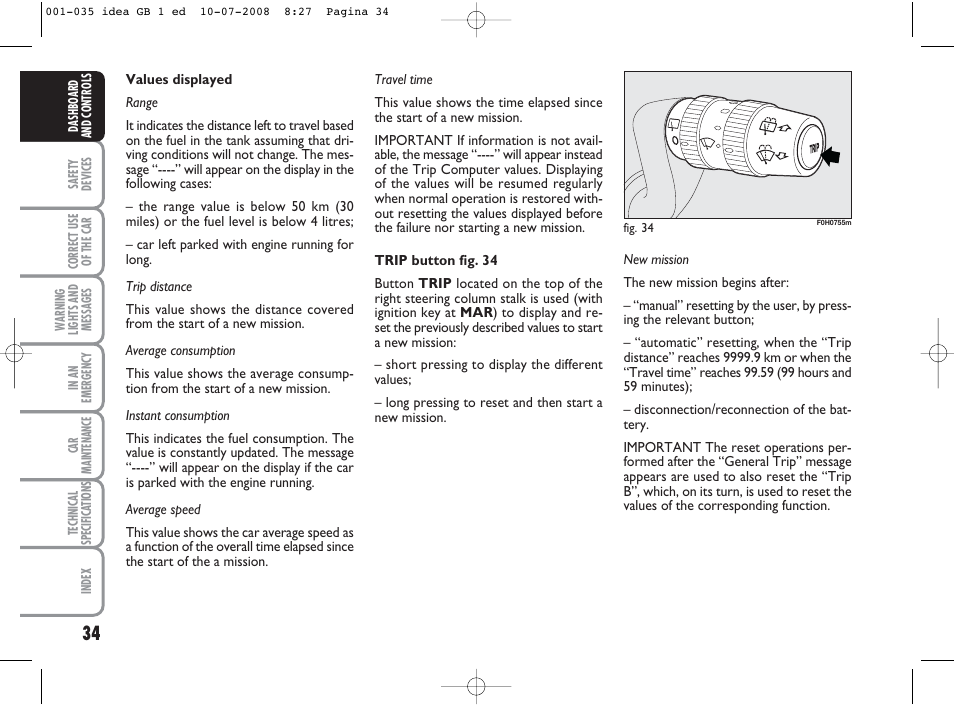 FIAT Idea User Manual | Page 35 / 210