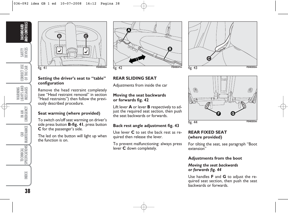 FIAT Idea User Manual | Page 39 / 210