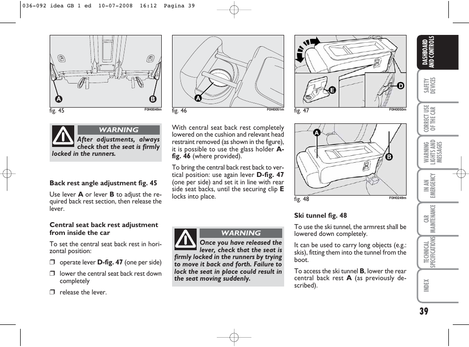 FIAT Idea User Manual | Page 40 / 210