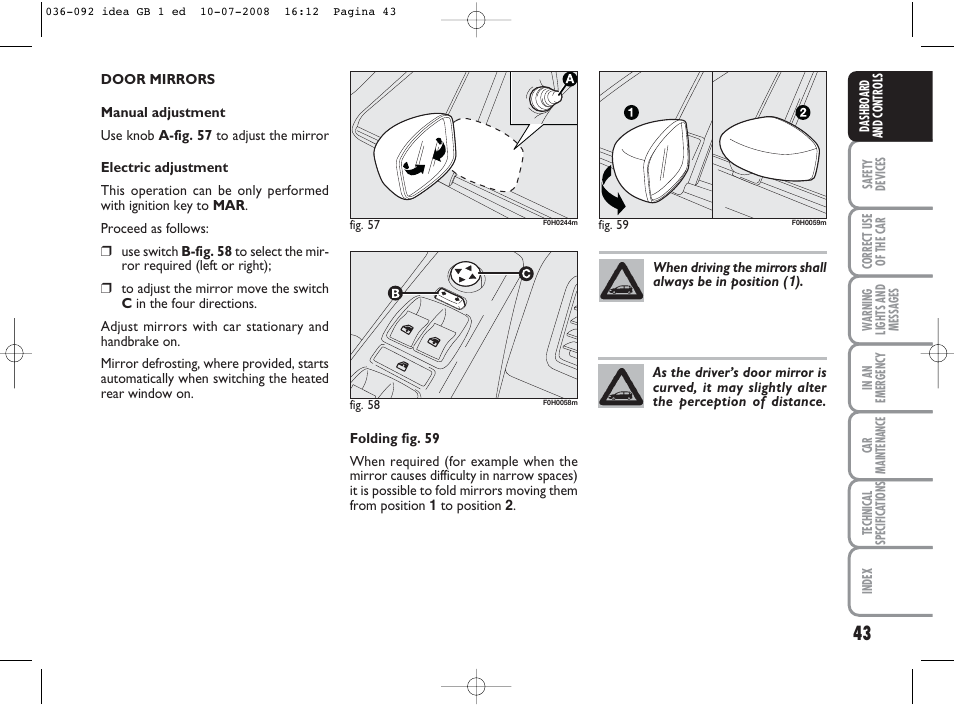 FIAT Idea User Manual | Page 44 / 210