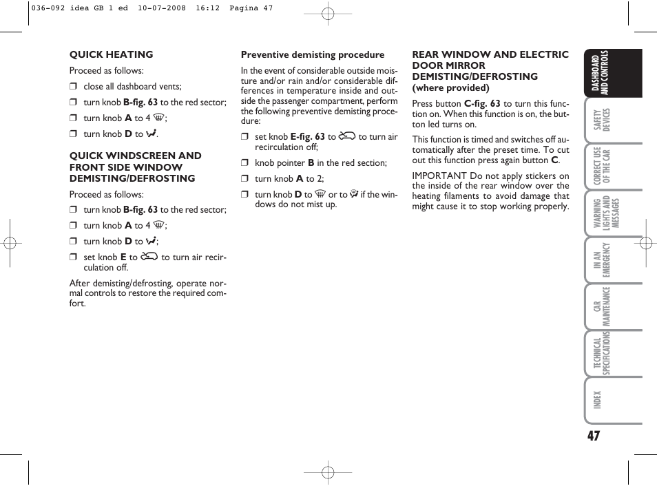 FIAT Idea User Manual | Page 48 / 210