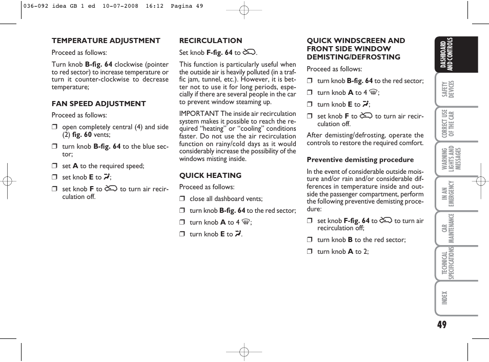 FIAT Idea User Manual | Page 50 / 210