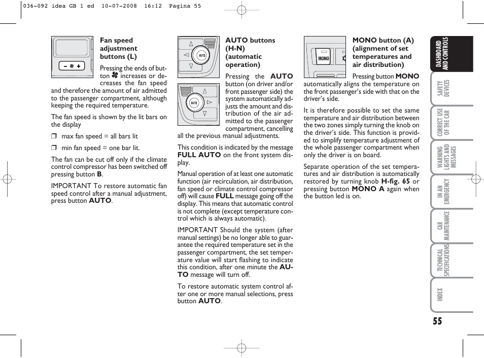 FIAT Idea User Manual | Page 56 / 210